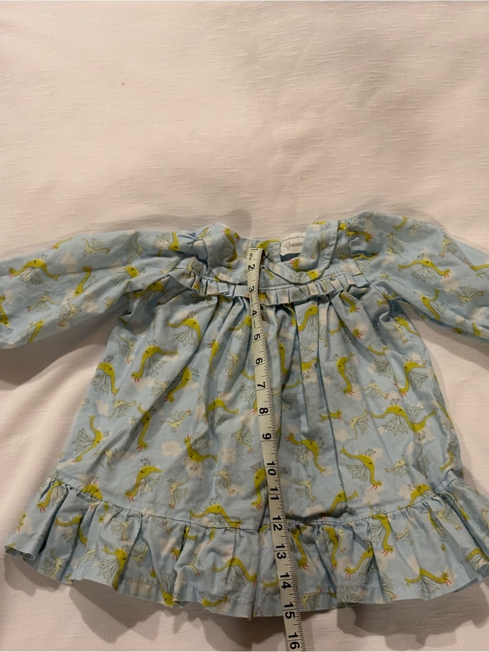 Blue Baby Dress with Dragon Print